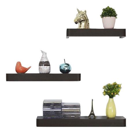Prateleira Decorativa Tabaco Bordas Especiais - 3 peças - Arara moveis Menor preço em Prateleira Decorativa Tabaco Bordas Especiais - 3 peças - Arara moveis