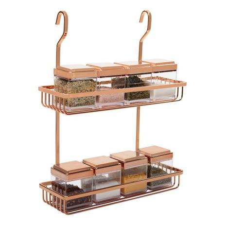 Prateleira Dupla Porta Temperos Condimentos Para Barra - Rosé Gold - Wp Connect Menor preço em Prateleira Dupla Porta Temperos Condimentos Para Barra - Rosé Gold - Wp Connect