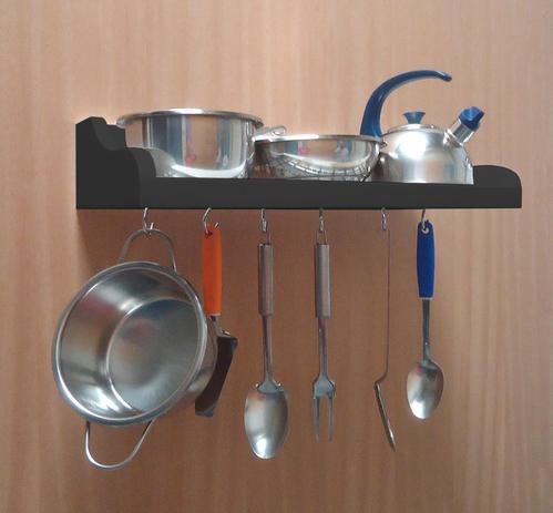 Prateleira Suporte Porta Panelas e Utensílios de Cozinha - Preto Laca - Formalivre Menor preço em Prateleira Suporte Porta Panelas e Utensílios de Cozinha - Preto Laca - Formalivre