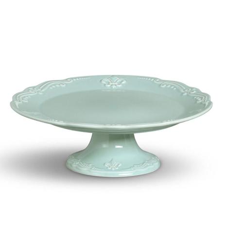 Prato De Bolo Flor De Lis Grande Verde - Porto brasil Menor preço em Prato De Bolo Flor De Lis Grande Verde - Porto brasil