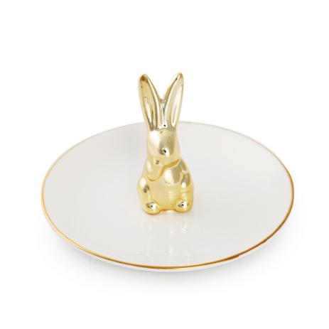 Prato de Sobremesa Coelho Páscoa Decorativo Ouro - Cromus Menor preço em Prato de Sobremesa Coelho Páscoa Decorativo Ouro - Cromus