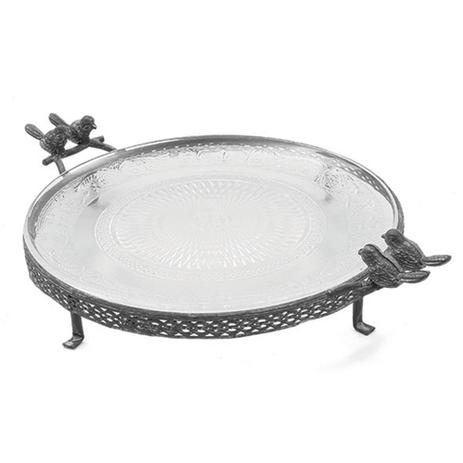 Prato decorativo de vidro e suporte de ferro - Btc decor Menor preço em Prato decorativo de vidro e suporte de ferro - Btc decor