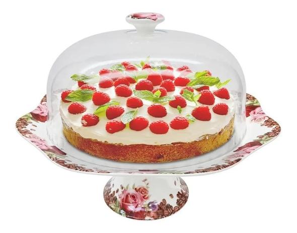 Prato Para Bolo Boleira Porcelana Com Tampa 33cm - DM BRASIL Menor preço em Prato Para Bolo Boleira Porcelana Com Tampa 33cm - DM BRASIL