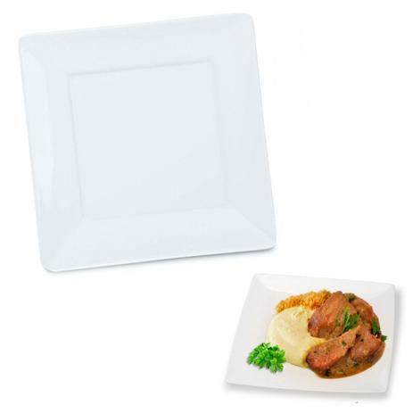 Prato Quadrado Raso em Melamina / Plastico 26,5 Cm Branco bestfer Menor preço em Prato Quadrado Raso em Melamina / Plastico 26,5 Cm Branco bestfer