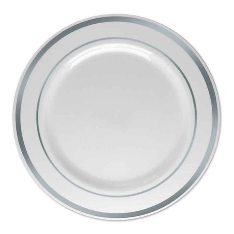 Prato Refeição Descartável Borda Prata 26 Cm 6 Unidades B0907006 - Silver plastico Menor preço em Prato Refeição Descartável Borda Prata 26 Cm 6 Unidades B0907006 - Silver plastico