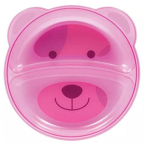 Prato Ursinho com Divisória Rosa - Buba Menor preço em Prato Ursinho com Divisória Rosa - Buba