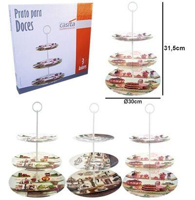 Pratos Para Doces Triplo De Melamina Decorado 20/25,5/30cm - Casita/imporiente Menor preço em Pratos Para Doces Triplo De Melamina Decorado 20/25,5/30cm - Casita/imporiente