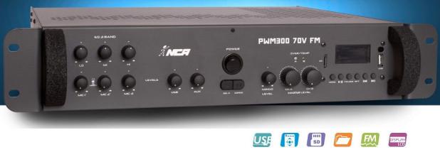 Pré-Amplificador Mixer PWM 300- 70V FM NCA com USB Menor preço em Pré-Amplificador Mixer PWM 300- 70V FM NCA com USB