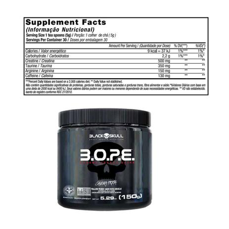 Pré-Treino BOPE (Limão) 150g - caveira preta - Black Skull Menor preço em Pré-Treino BOPE (Limão) 150g - caveira preta - Black Skull
