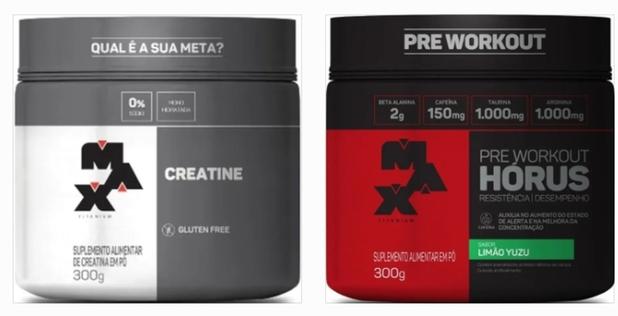Pré Treino Hórus 300g + Creatina 300g - Max Titanium é boa?