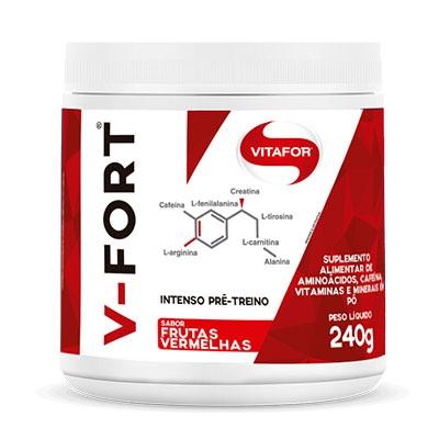 Pré treino V-FORT 240G Frutas Vermelhas - Vitafor Menor preço em Pré treino V-FORT 240G Frutas Vermelhas - Vitafor