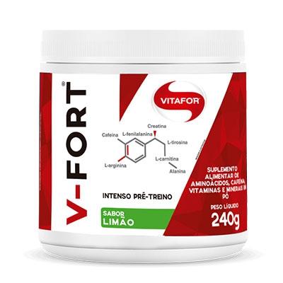 Pré treino V-FORT 240G Limão - Vitafor Menor preço em Pré treino V-FORT 240G Limão - Vitafor