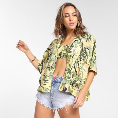 camisa curta estampada