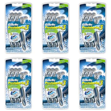 Prestobarba Ice Aparelho Prestobarba 3 Masculino SM C/4 (Kit C/06) Menor preço em Prestobarba Ice Aparelho Prestobarba 3 Masculino SM C/4 (Kit C/06)
