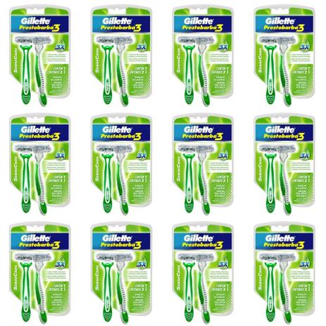 Prestobarba Presto 3 Sense Care SM Aparelho Barbear C/2 (Kit C/12) Menor preço em Prestobarba Presto 3 Sense Care SM Aparelho Barbear C/2 (Kit C/12)