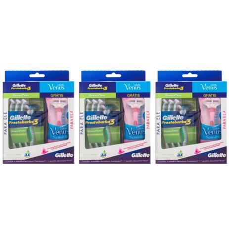 Prestobarba Presto 3 Sensitive Aparelho Barbear + Aparelho Vênus C/4 (Kit C/03) Menor preço em Prestobarba Presto 3 Sensitive Aparelho Barbear + Aparelho Vênus C/4 (Kit C/03)