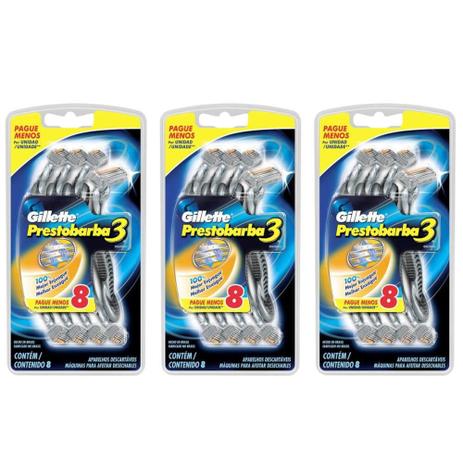 Prestobarba Presto 3m Masculino SM Aparelho Barbear C/8 (Kit C/03) Menor preço em Prestobarba Presto 3m Masculino SM Aparelho Barbear C/8 (Kit C/03)