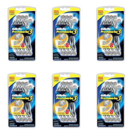 Prestobarba Presto 3m Masculino SM Aparelho Barbear C/8 (Kit C/06) Menor preço em Prestobarba Presto 3m Masculino SM Aparelho Barbear C/8 (Kit C/06)