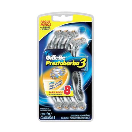 Prestobarba Presto 3m Masculino SM Aparelho Barbear C/8 Menor preço em Prestobarba Presto 3m Masculino SM Aparelho Barbear C/8