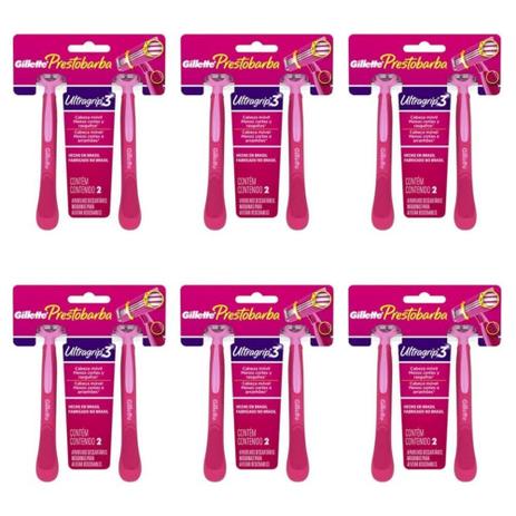 Prestobarba UltraGripe3 Aparelho Prestobarba Feminino C/2 (Kit C/06) Menor preço em Prestobarba UltraGripe3 Aparelho Prestobarba Feminino C/2 (Kit C/06)