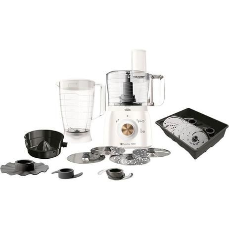 Processador de Alimentos Philips Walita Viva Branco e Dourado com 2 vel 750W 127v - RI7636 Menor preço em Processador de Alimentos Philips Walita Viva Branco e Dourado com 2 vel 750W 127v - RI7636