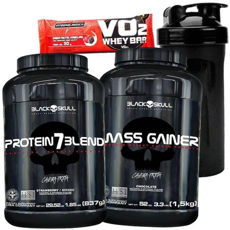 Promove a construção muscular Hipercalorico 1,5kg Gainer + Whey Protein 7 Blend Isolado Concentrado - Black skull Menor preço em Promove a construção muscular Hipercalorico 1,5kg Gainer + Whey Protein 7 Blend Isolado Concentrado - Black skull