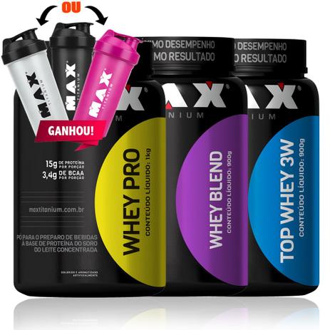 Proteínas Max Titanium Top Whey 3w Whey Blend Whey Protein Menor preço em Proteínas Max Titanium Top Whey 3w Whey Blend Whey Protein