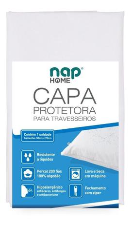 Protetor Capa De Travesseiro Impermeável 100% Algodão - Nap Menor preço em Protetor Capa De Travesseiro Impermeável 100% Algodão - Nap