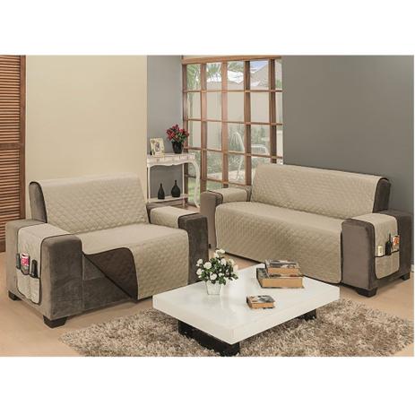 Protetor de Sofá Impermeável 2/3 Lugares Dupla Face Cáqui/Tabaco - Mr enxovais Menor preço em Protetor de Sofá Impermeável 2/3 Lugares Dupla Face Cáqui/Tabaco - Mr enxovais