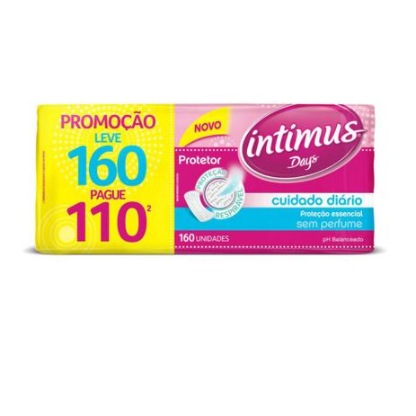 Protetor Diário Intimus Days Cuidado Diário S/Perfume - 160 unidades Menor preço em Protetor Diário Intimus Days Cuidado Diário S/Perfume - 160 unidades