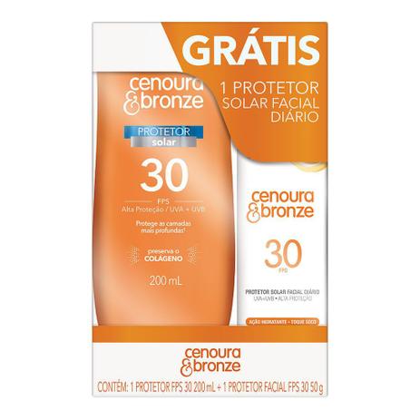 Protetor Solar Cenoura & Bronze FPS 30 Loção 200ml e Ganhe Protetor Solar Facial FPS 30 50g - Cenoura e Bronze Menor preço em Protetor Solar Cenoura & Bronze FPS 30 Loção 200ml e Ganhe Protetor Solar Facial FPS 30 50g - Cenoura e Bronze