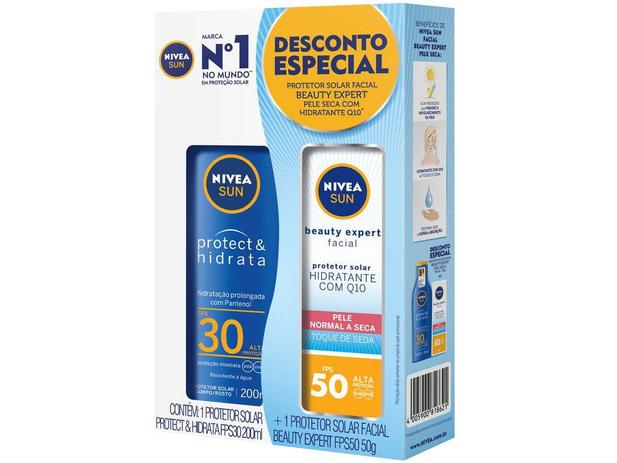Protetor Solar Corporal Nivea FPS 30 Sun Protect & - Hidrata 200ml com Protet Solar Facial FPS 50 50g é boa?