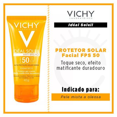 Protetor Solar Facial Vichy – Idéal Soleil Toque Seco FPS 50