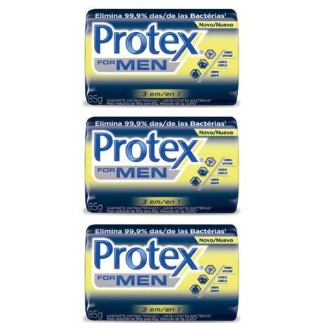 Protex 3em1 Men Sabonete 85g (Kit C/03) Menor preço em Protex 3em1 Men Sabonete 85g (Kit C/03)