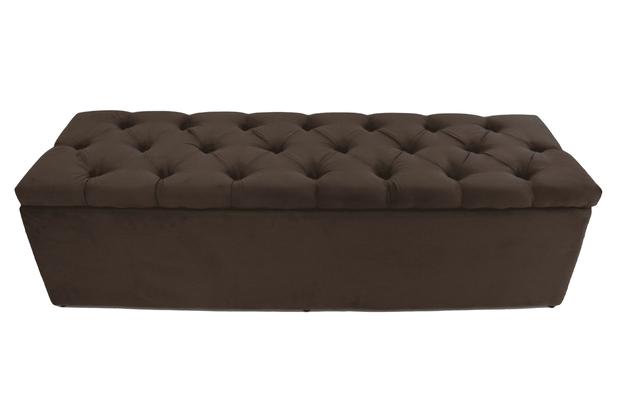 Puf Baú Estofado Recamier Capitonê King 195x50x45cm Na Cor Marrom - Jô Móveis Menor preço em Puf Baú Estofado Recamier Capitonê King 195x50x45cm Na Cor Marrom - Jô Móveis