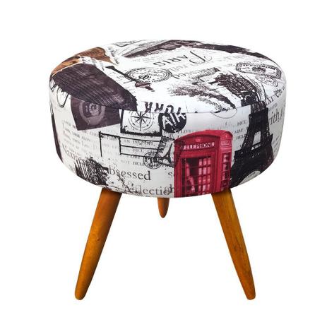 Puff Banqueta Berlim Redondo Estampado Paris Vermelho Pés Castanho - DRossi é ruim? Puff Banqueta Berlim Redondo Estampado Paris Vermelho Pés Castanho - DRossi é boa?