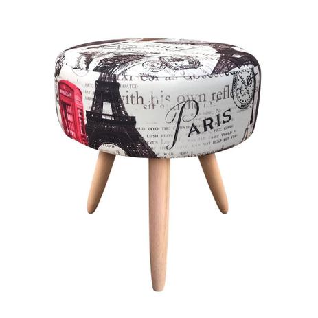 Puff Banqueta Berlim Redondo Estampado Paris Vermelho Pés Natural - DRossi é ruim? Puff Banqueta Berlim Redondo Estampado Paris Vermelho Pés Natural - DRossi é boa?