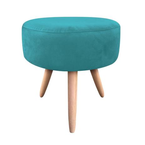 Puff Banqueta Berlim Redondo Suede Azul Tiffany Pés Natural - DRossi é boa?