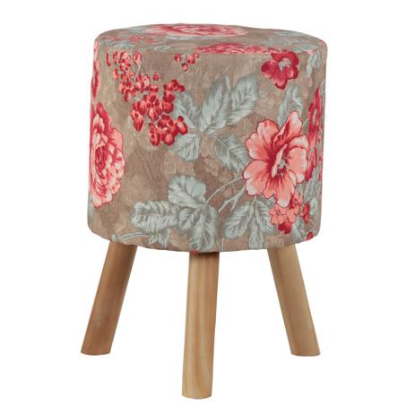 Puff Banqueta Bill Jacguard Floral Rosa e Marrom - Stay puff Menor preço em Puff Banqueta Bill Jacguard Floral Rosa e Marrom - Stay puff