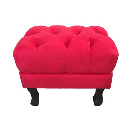 Puff Banqueta Decorativo Retrô Luis XV Suede Vermelho - Mobília decor Menor preço em Puff Banqueta Decorativo Retrô Luis XV Suede Vermelho - Mobília decor