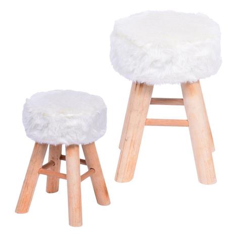 Puff Banqueta Pelo Sintetico Design Retro Madeira Branco - Braslu Menor preço em Puff Banqueta Pelo Sintetico Design Retro Madeira Branco - Braslu