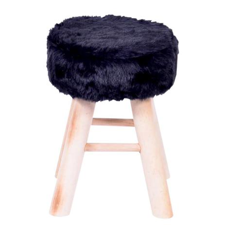 Puff Banqueta Pelo Sintetico Design Retro Madeira Preto - Braslu Menor preço em Puff Banqueta Pelo Sintetico Design Retro Madeira Preto - Braslu