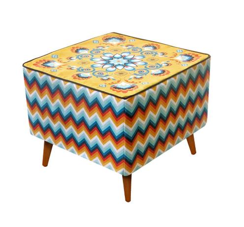 Puff Banqueta Quadrado Vintage Pé Palito 45X55Cm Decoração - Renata sader Menor preço em Puff Banqueta Quadrado Vintage Pé Palito 45X55Cm Decoração - Renata sader