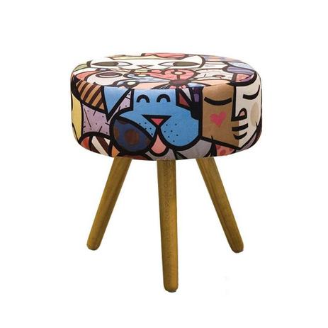 Puff Banqueta Redonda Suede Estampado Romero Brito - DS Móveis é boa?