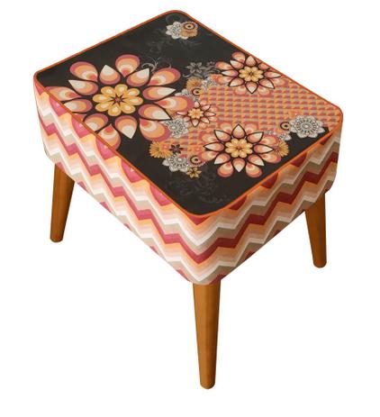 Puff Banqueta Retangular Floral C/Pés Palito Decoração - Renata sader Menor preço em Puff Banqueta Retangular Floral C/Pés Palito Decoração - Renata sader