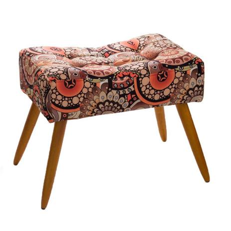 Puff Banqueta Retangular Suede Estampado Mosaico - DS Móveis Menor preço em Puff Banqueta Retangular Suede Estampado Mosaico - DS Móveis