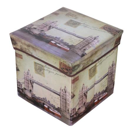 Puff Baú Banco Estampado Dobrável Porta Objetos 30 Cm - A5 é boa?
