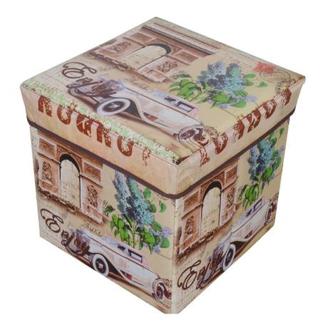 Puff Baú Banco Estampado Dobrável Porta Objetos 30 Cm - A5 é boa?