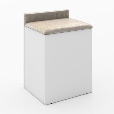 Puff Baú com Encosto Tecno Mobili - Branco/Tecido 381 Menor preço em Puff Baú com Encosto Tecno Mobili - Branco/Tecido 381