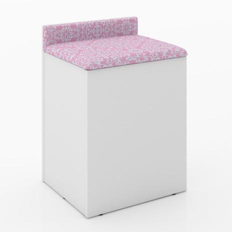Puff Baú com Encosto Tecno Mobili - Branco/Tecido 408 Menor preço em Puff Baú com Encosto Tecno Mobili - Branco/Tecido 408